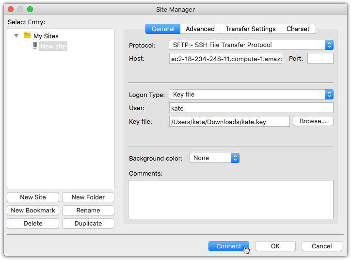 FileZilla Connection