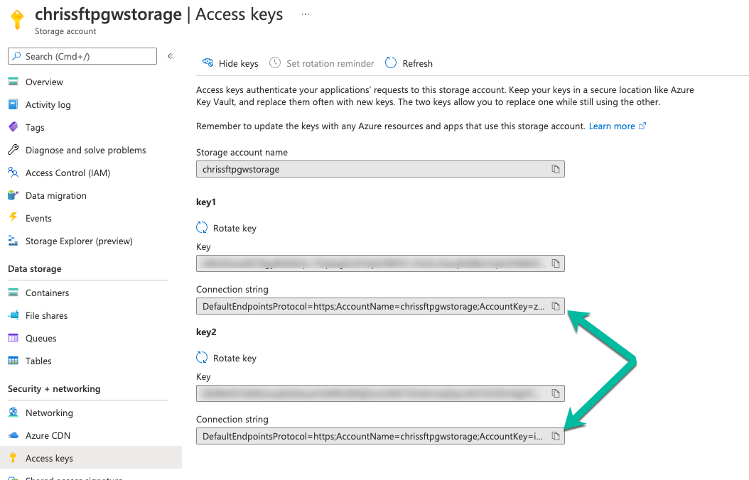 Copy Connection String